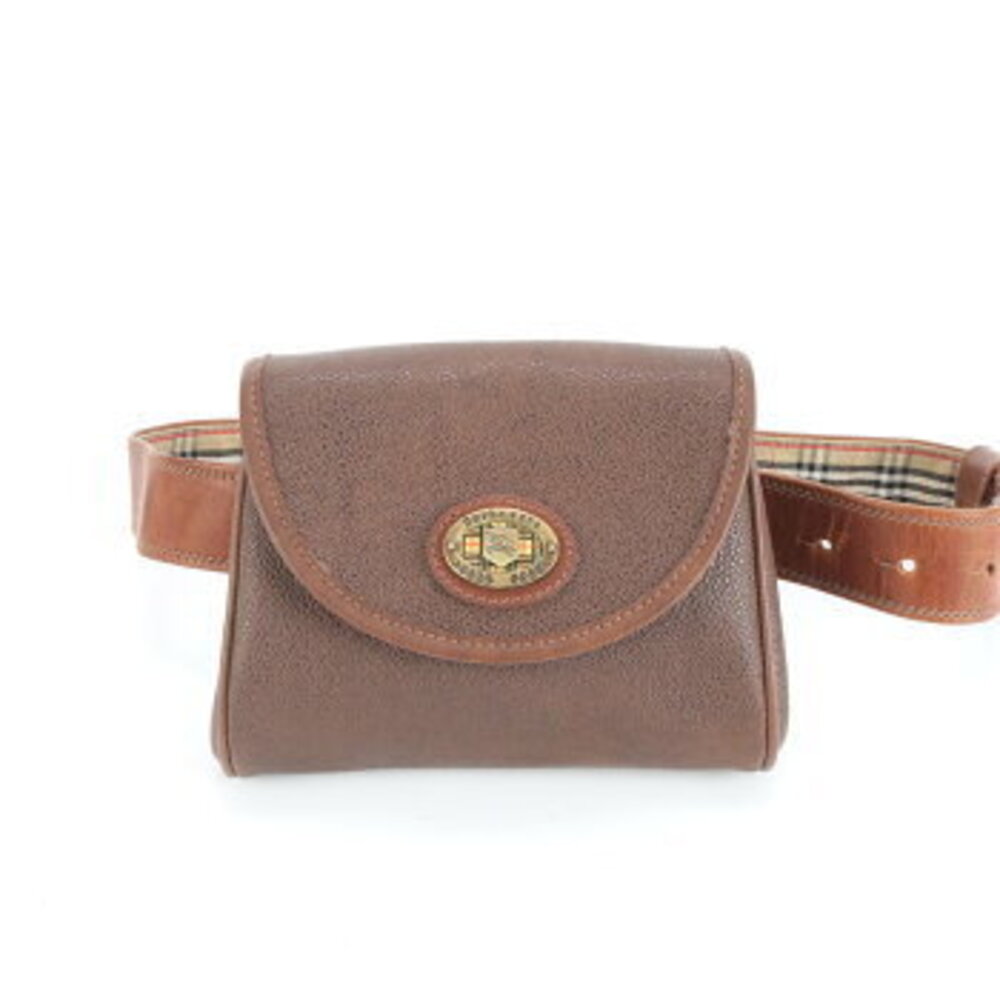Burberry Nova Check Leather Waist Bag Pouch Shoulder Brown - Picture 2 of 9